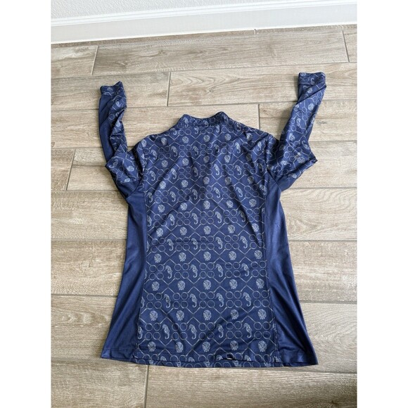 Romfh Ladies Chill Factor Long Sleeve 1/4 Zip Blue Shirt Large Seahorse Shells - Picture 2 of 7